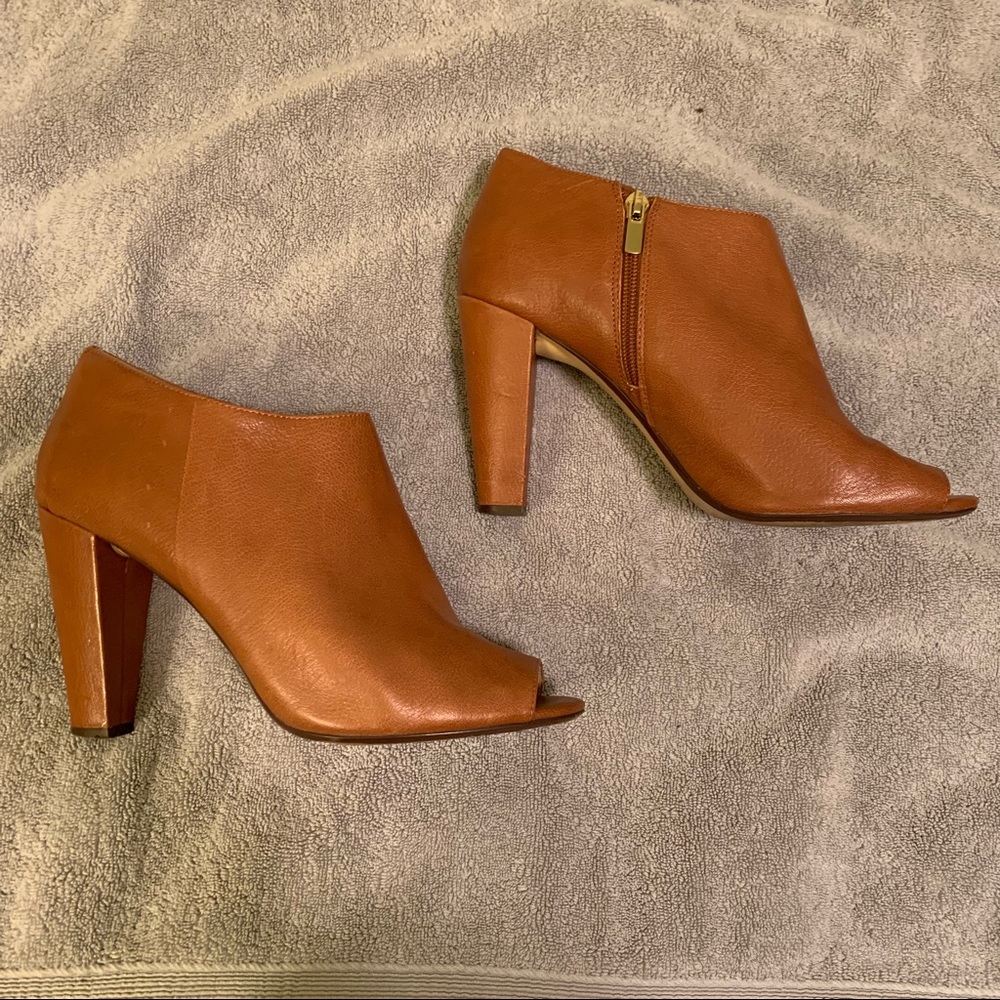 Banana Republic Brown Leather Peep Toe Bootie Heels